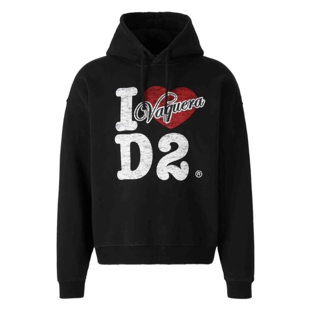 DSQUARED2 Men's Graphic Print Crewneck Sweater Men BLACK Sweaters & Cardigans